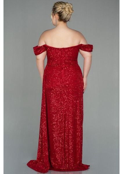 Kayık Yaka Uzun Pullu Büyük Beden Abiye ABU2973 fiyatları