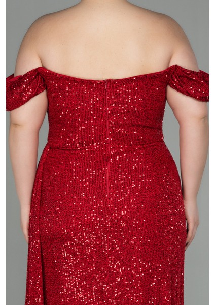 Kayık Yaka Uzun Pullu Büyük Beden Abiye ABU2973 fırsatları