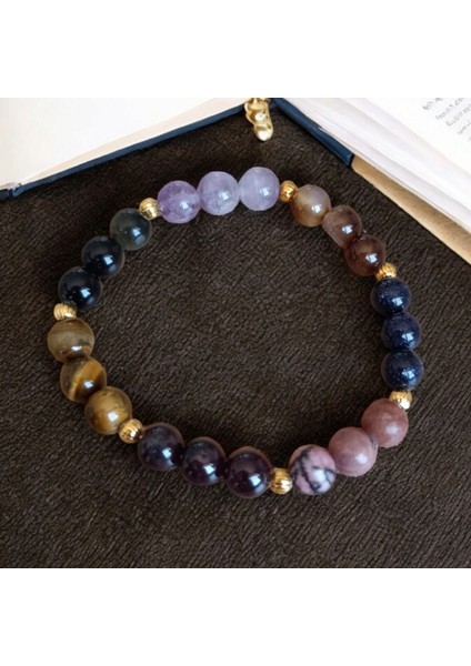 Akrep Burcu Bilekliği (Kaplan Gözü Taşı, Sitrin Taşı, Rodonit, Yıldız, Lal Taşı, Obsidyen, Akik Taş) fırsatları