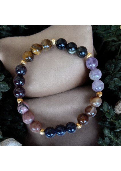 Akrep Burcu Bilekliği (Kaplan Gözü Taşı, Sitrin Taşı, Rodonit, Yıldız, Lal Taşı, Obsidyen, Akik Taş) indirimleri