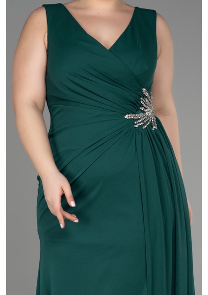 Kolsuz Kruvaze Yaka Uzun Büyük Beden Abiye ABU2934 modelleri