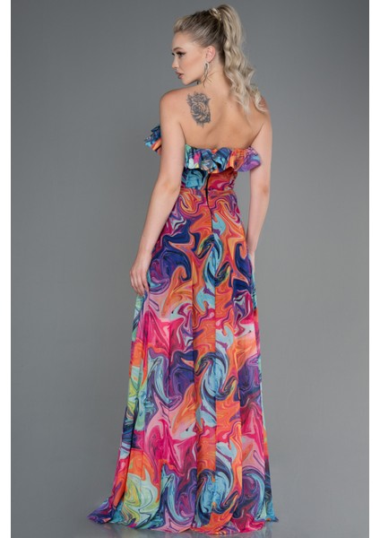 Straplez Yırtmaçlı Empirme Uzun Abiye ABU3086 fiyatları