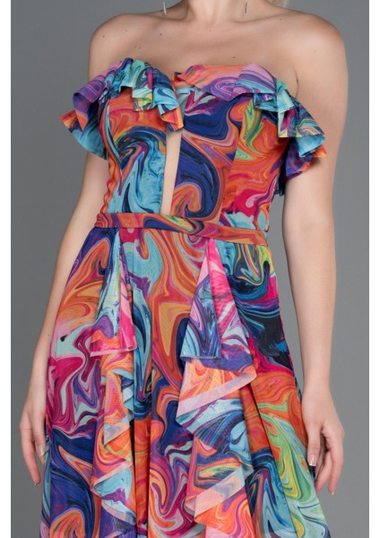 Straplez Yırtmaçlı Empirme Uzun Abiye ABU3086 modelleri