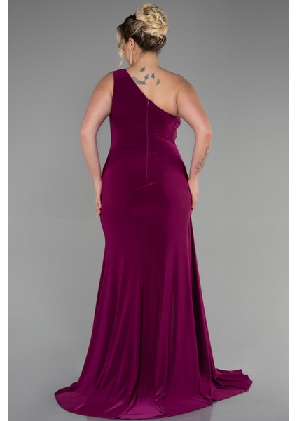 Tek Omuz Yırtmaçlı Uzun Büyük Beden Abiye ABU3132 fiyatları