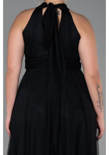 Halter Yaka Uzun Büyük Beden Abiye ABU3253
