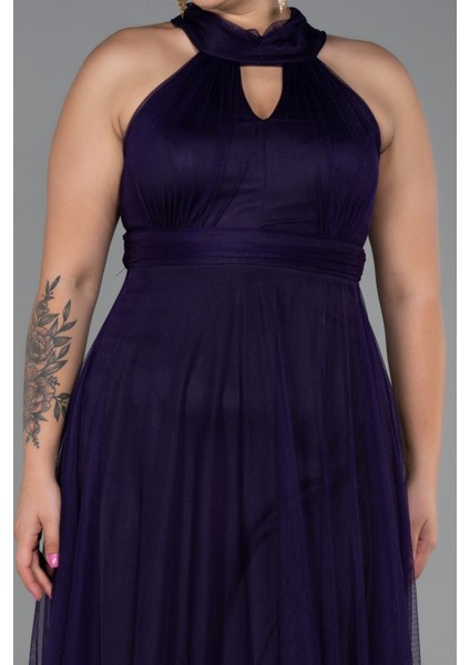 Halter Yaka Uzun Büyük Beden Abiye ABU3253 modelleri