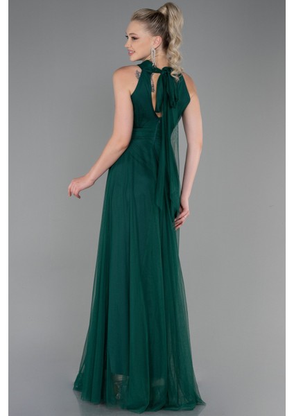 Halter Yaka Uzun Abiye Elbise ABU3252