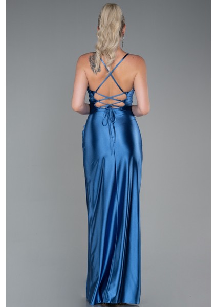 Bacak Dekolteli Balen Korse Uzun Saten Abiye ABU3247 fiyatları