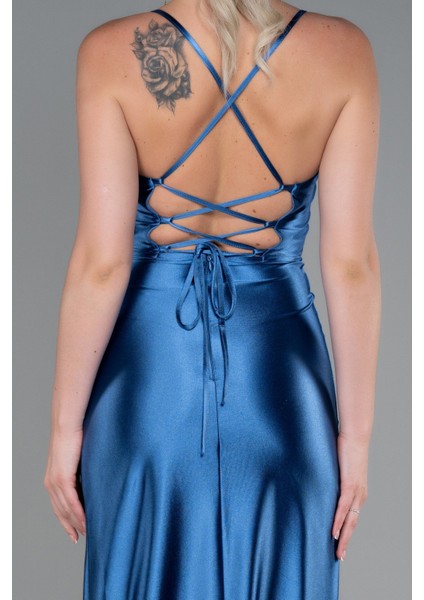 Bacak Dekolteli Balen Korse Uzun Saten Abiye ABU3247 fırsatları