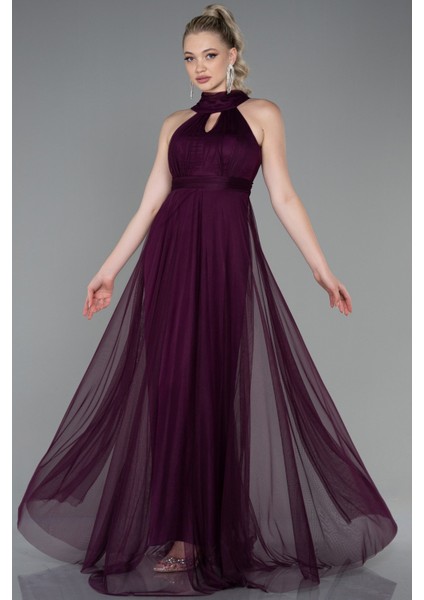Halter Yaka Uzun Abiye Elbise ABU3252