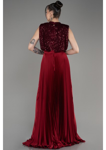 Üstü Pullu Ateş Pile Uzun Saten Abiye ABU3326 fiyatları