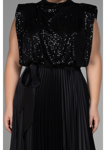 Saten Ateş Pile Uzun Büyük Beden Abiye ABU3341 modelleri