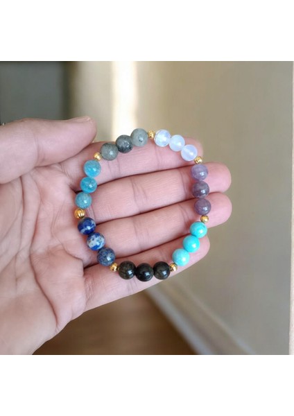 Yay Burcu Bilekliği (Ay Taşı, Apatit, Labradorit, Lapis Lazulli, Turkuaz, Ametist, Karlı Obsidyen) fiyatları