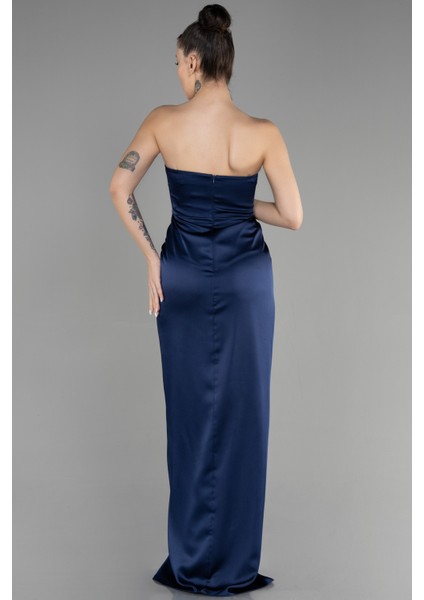 Straplez Balen Korse Yırtmaçlı Uzun Saten Abiye ABU3474 fiyatları