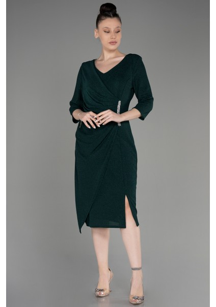 Kapri Kol Midi Büyük Beden Davet Elbisesi ABK1950