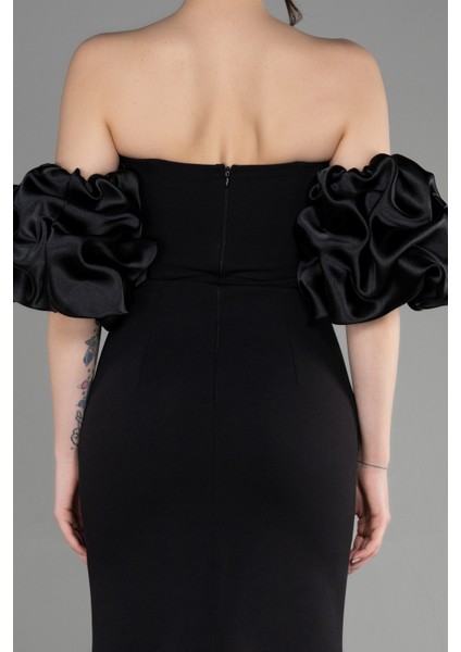 Straplez Kol Aksesuarlı Yırtmaçlı Uzun Abiye ABU3659 fırsatları