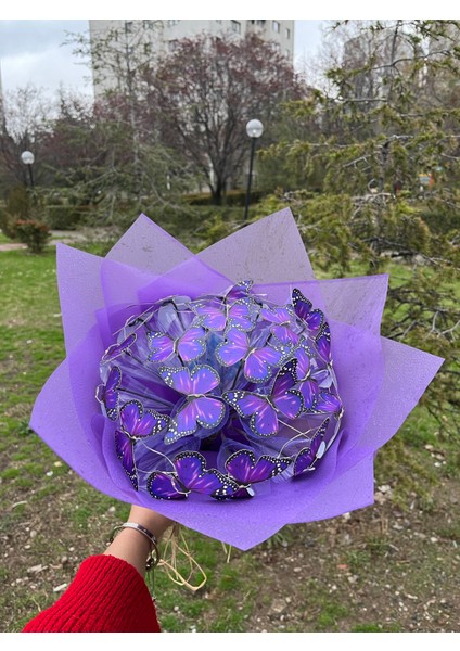 Mor Kelebek Buketi Led Işıklı