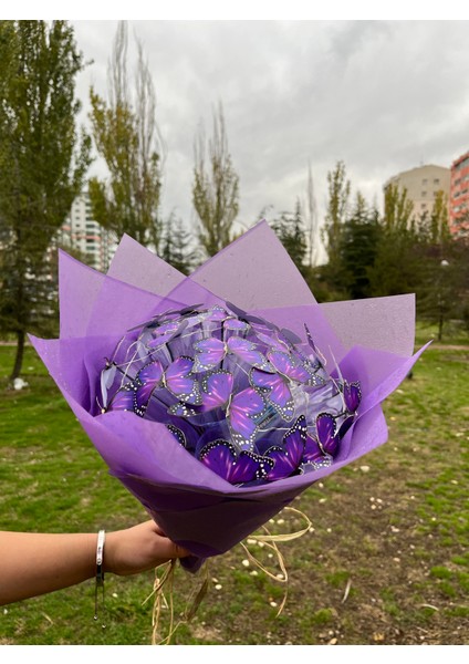 Mor Kelebek Buketi Led Işıklı fırsatları