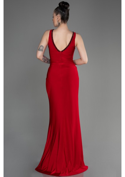 Bacak Dekolte Uzun Balık Abiye Elbise ABU3782 fiyatları