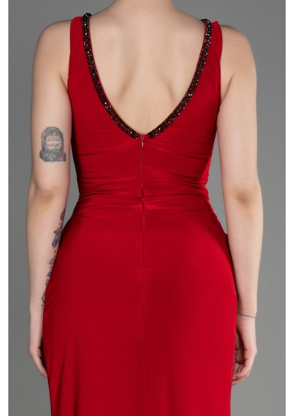 Bacak Dekolte Uzun Balık Abiye Elbise ABU3782 fırsatları