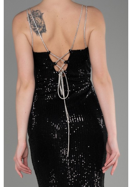 Sırt ve Bacak Dekolteli Uzun Pul Payet Abiye ABU3768 fırsatları