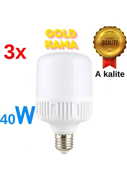 Gold Kama 40 Watt Torch Ampul Büyük Boy Beyaz Işık Smd LED Tasarruflu E27 Normal Duy