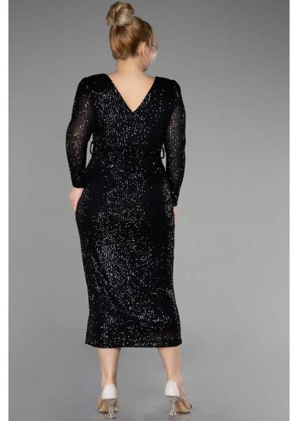 Uzun Kol Midi Pullu Büyük Beden Abiye ABK1956 fiyatları