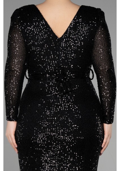 Uzun Kol Midi Pullu Büyük Beden Abiye ABK1956 fırsatları