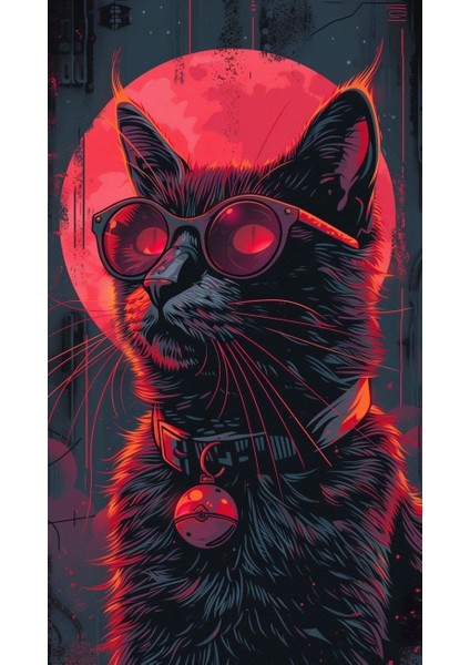 Gözlüklü Kedi Tasarım Poster 30X42 cm Çerçevesiz