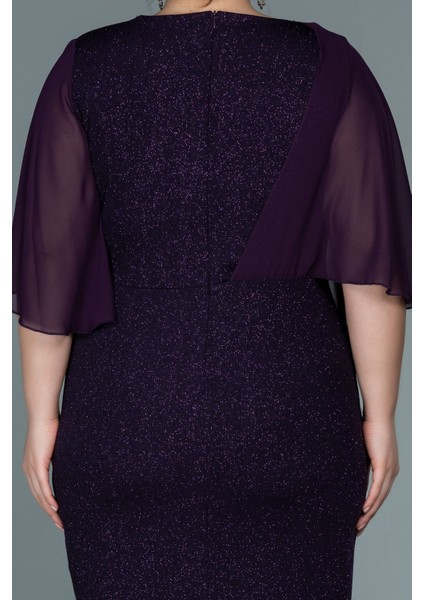 Şifon Kısa Kol Simli Midi Büyük Beden Abiye ABK1567 fırsatları