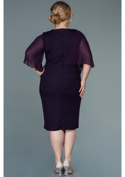 Şifon Kısa Kol Simli Midi Büyük Beden Abiye ABK1567 fiyatları