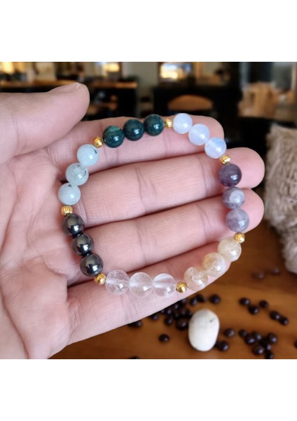 Koç Burcu Bilekliği (Hematit, Akuamarin Taşı, Kristal Kuvars, Ametist, Sitrin, Ay Taşı, Kan Taşı) fiyatları