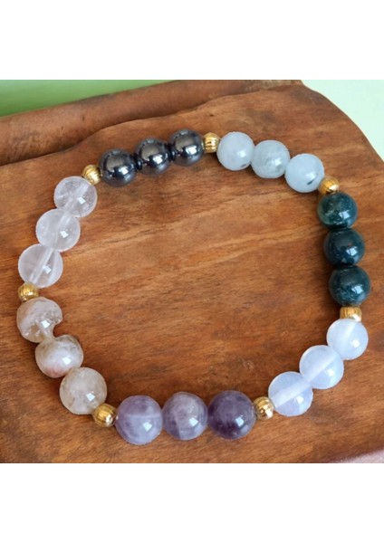 Koç Burcu Bilekliği (Hematit, Akuamarin Taşı, Kristal Kuvars, Ametist, Sitrin, Ay Taşı, Kan Taşı) modelleri