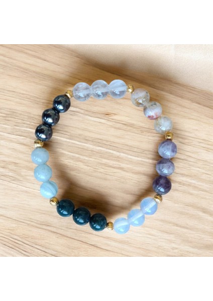 Koç Burcu Bilekliği (Hematit, Akuamarin Taşı, Kristal Kuvars, Ametist, Sitrin, Ay Taşı, Kan Taşı) fırsatları