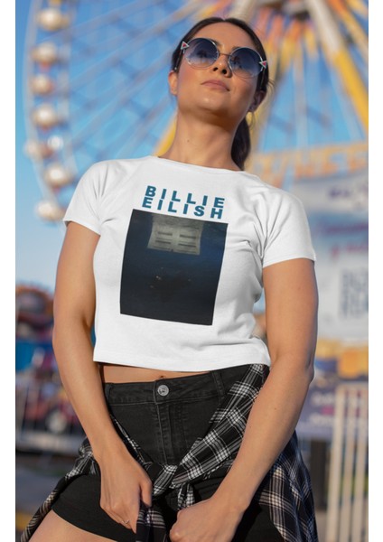 Billie Eilish Yazılı Crop Top, Yeni Albüm Baskılı Crop Bluz