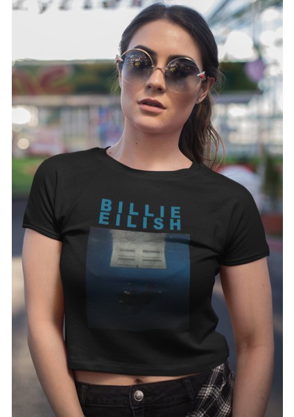 Billie Eilish Yazılı Crop Top, Yeni Albüm Baskılı Crop Bluz
