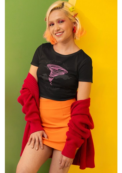 Yazılı Pink Baskılı Crop Top, Pink Baskılı Crop Bluz fiyatları