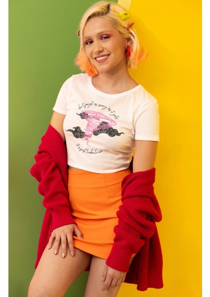 Yazılı Pink Baskılı Crop Top, Pink Baskılı Crop Bluz fiyatları