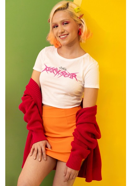 Rock-Star Yazılı Crop Top, Straykids Baskılı Crop Bluz