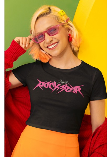 Fuddy Moda Rock-Star Yazılı Crop Top, Straykids Baskılı Crop Bluz