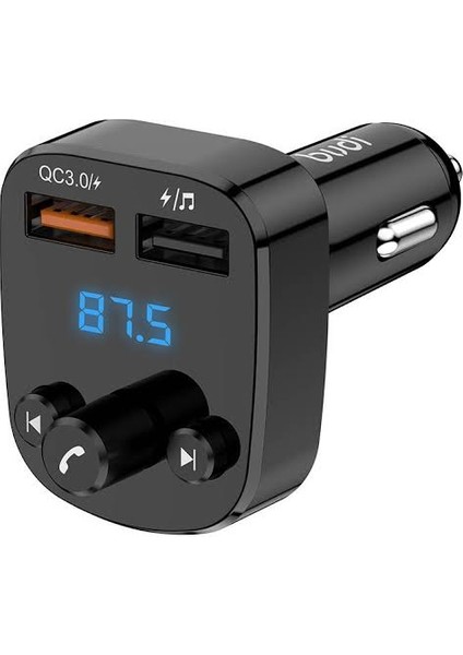 Mikrofonlu Araba Bluetooth Fm Verici Transmitter Arama Cevaplama ve Kapatma USB Qc 3.0 + USB 18W