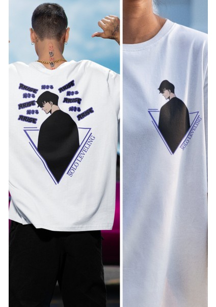 Oversize Arise Solo Leveling Sırt Baskılı T-Shirt, Unisex Anime Baskılı Tişört