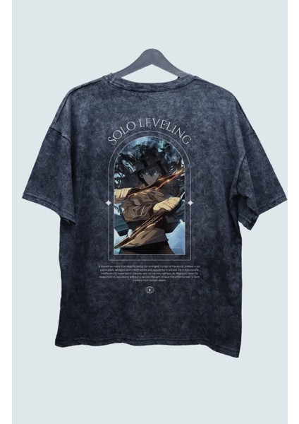 Oversize V3 Solo Leveling Sırt Baskılı Yıkamalı Tişört, Unisex Anime Baskılı T-Shirt fiyatları