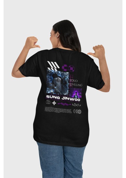 Oversize Jin-Woo Solo Leveling Anime Sırt Baskılı Unisex T-Shirt FT1SS101446 fiyatları