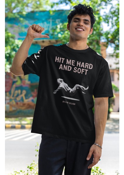Unisex Hit Me Hard And Soft Yazılı T-Shirt, Oversize Billie Eilish Baskılı Tişört