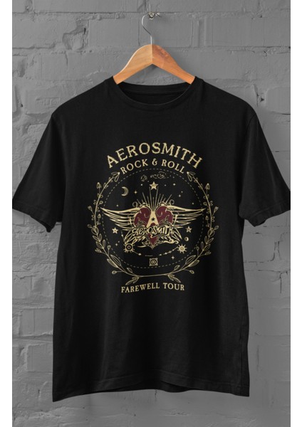 Unisex Aerosmith Rock And Roll Baskılı T-Shirt, Oversize Rock-Metal Müzik Temalı Tişört