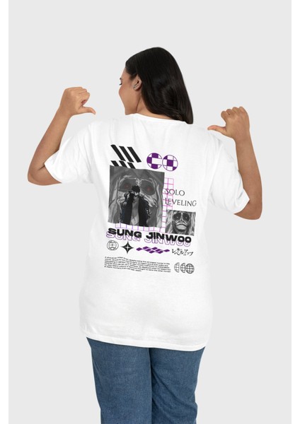 Oversize Sjw ve Tanrı Heykel Solo Leveling Anime Sırt Baskılı Unisex T-Shirt FT1SS101447 fiyatları
