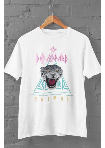 Unisex Def Leppard Baskılı T-Shirt, Oversize Rock-Metal Müzik Temalı Tişört