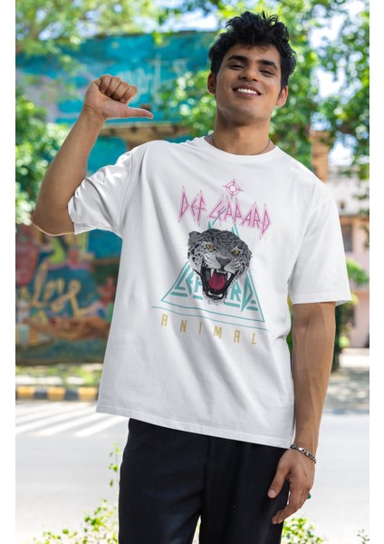Unisex Def Leppard Baskılı T-Shirt, Oversize Rock-Metal Müzik Temalı Tişört fiyatları