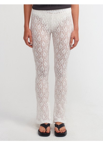 71084 Dantelli Ispanyol Paça Tayt-Ekru modelleri